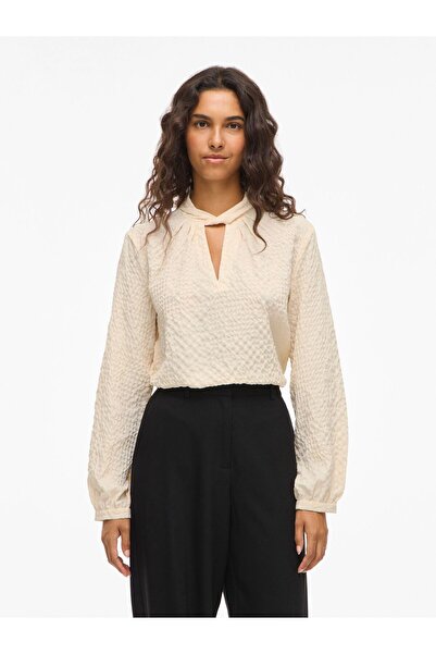 VILA Oberteil mit langen Ärmeln VIVEAMA Stehkragen