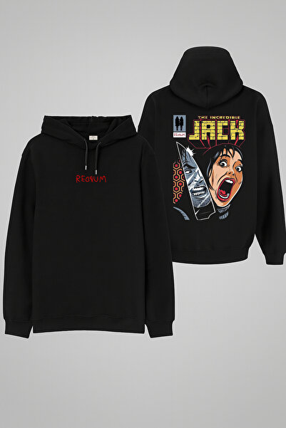 MODA Hanorac cu glugă negru pentru adulți The Shining Redrum cu imprimeu cu g...