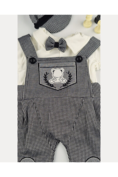 BYMURAT BABY Baby Boy Stylish Romper Set - Bow Tie Bodysuit and Cap Hat - 0-12 Months