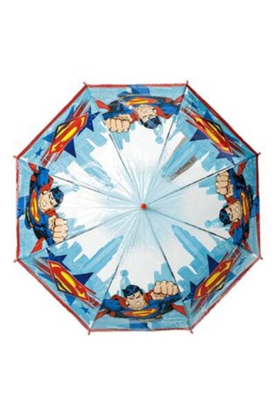 OEM Automatic Transparent Red Superman Umbrella for Kids 81 cm
