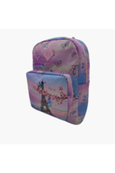 zmzm Paris Print Backpack with Pencil Case - 17 Inch