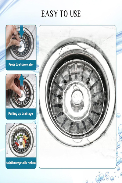 Hombak Set of 3 Stainless Steel Strainer Sink Drain Strainer and Stopper Two-...