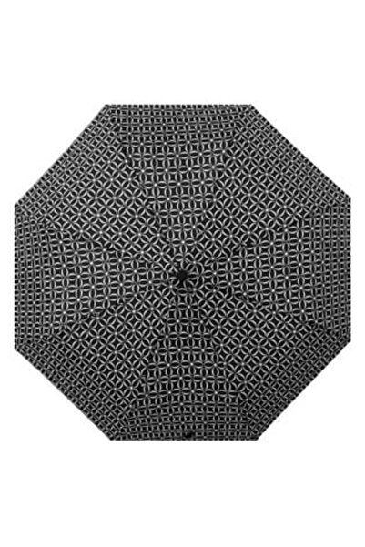 OEM Automatic Folding Rain Umbrella Open/Close Black with White Pattern 29 cm