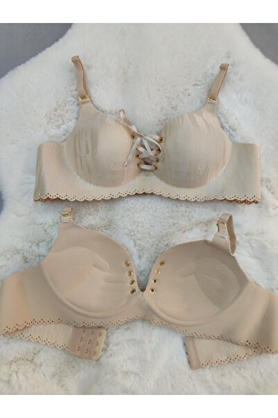 Love Angels Laser Cut Seamless Bra, Padded Non-Marking Wire-Free Front Tie-Up Detailed Bra