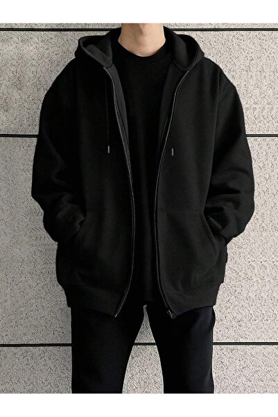 FULL TOLERANCE ΑΝΔΡΙΚΗ Oversize Ζακέτα με φερμουάρ και κουκούλα, με 3 κλωστές