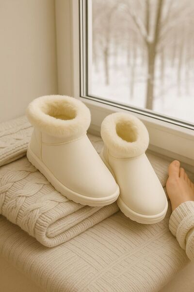 BellaPiede Kadın Beyaz Kürklü Sıcak Tutan Kışlık Bot – Su Geçirmez, Yumuşak İ...