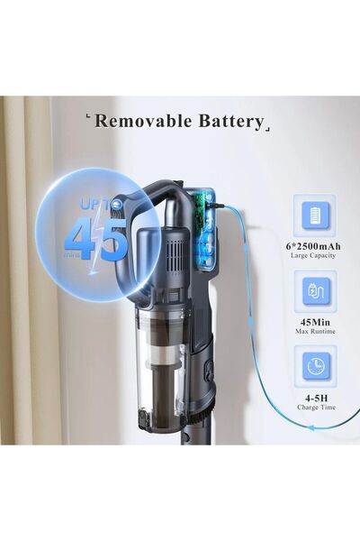 Lubluelu Aspirator vertical, fara fir, 30000Pa, capacitate colectare 77l, negru