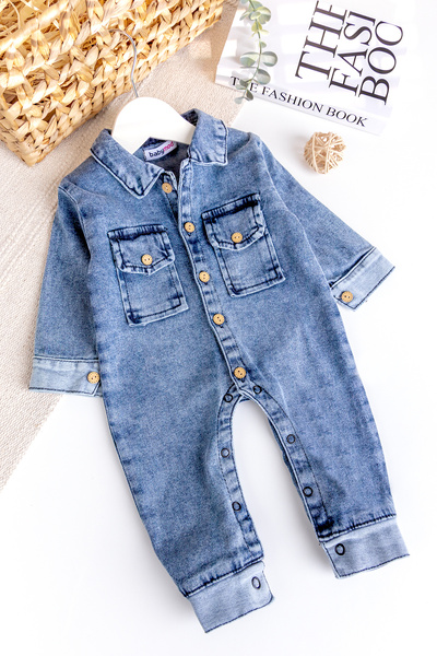 Babymod Flexible Baby Boy Denim Overalls 100% Cotton