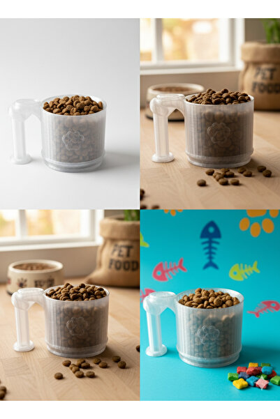 Generic 325 ML Şeffaf Kedi/Köpek Mama Ölçeği | Ayarlı Pratik Miktar Kontrol Kabı