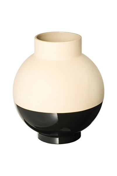 IKEA GLANSGRAN Vase, beige/black, 23 cm