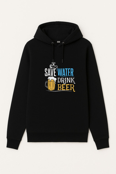 MODA Hanorac negru pentru adulți Bira Beer cu imprimeu cu glugă Swea tricou