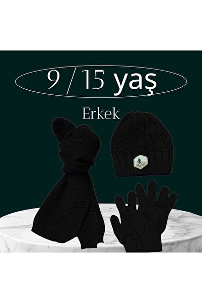 Kitti 9-15 ani Băiat Eșarfă Beanie Mănuși Set 3 piese