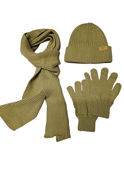 Kitti 9-15 Years Old Boy Scarf Beret Glove 3 Piece Set