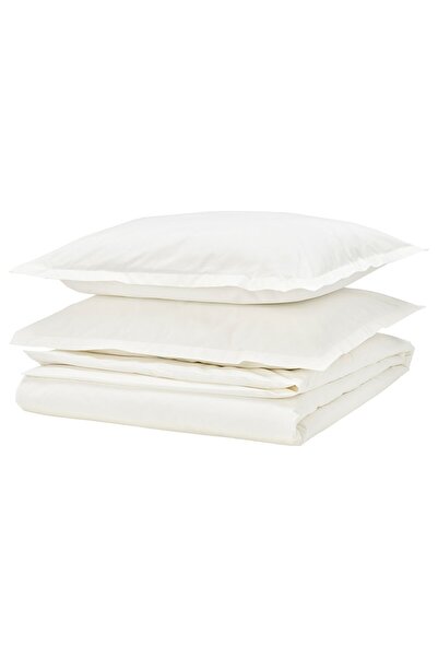 IKEA HAMPFLOCKEL Duvet cover and 2 pillowcases, white, 240 x 220/50 x 80 cm