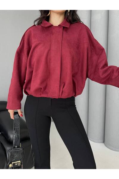 buqre's moda سترة نسائية كبيرة الحجم من الجلد السويدي بتصميم عصري