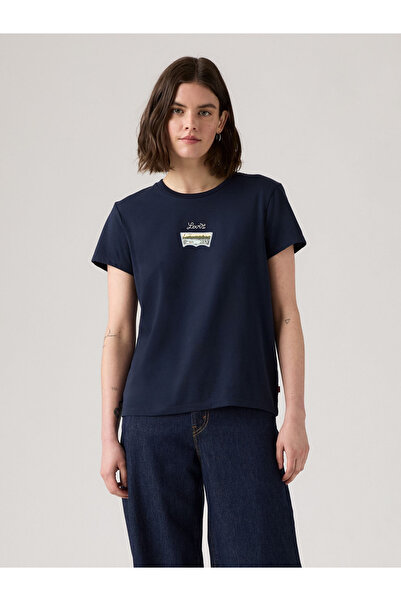Levi's Women's Circular Neck Patterned Navy Blue T-Shirt Tee 17369-3156