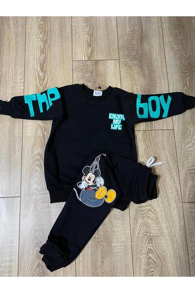 Aselin Kids Mickey Mouse Sa deznom crna trenerka za dečake Gornji i donji deo