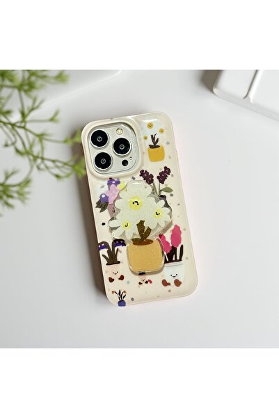 HYPERSOFT Iphone 15 Pro Max (6.7 inç) Uyumlu Popsocketli Stant Olabilen Şık Desenli Slım Kılıf