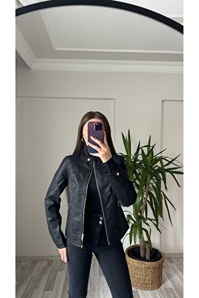 perchemfashion İçi Kürklü Deri Ceket