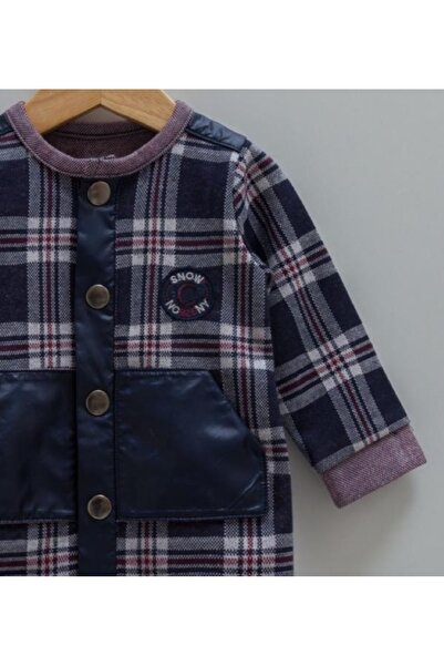 Caramell Baby Boy Plaid Patterned Booties Romper 100% Cotton (1-12 Months) Autumn / Winter