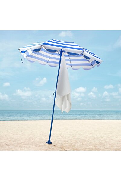 IKEA STRANDÖN Parasol, blue/white, 140 cm