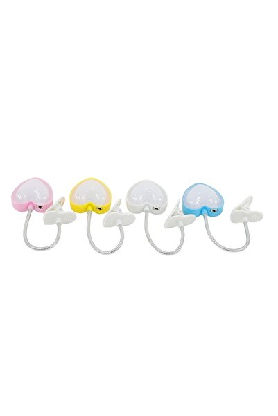 Lawazim Mini Clip LED Light - 4 Piece Heart Shape Flexible Neck Desk Lamp in 4 Colors
