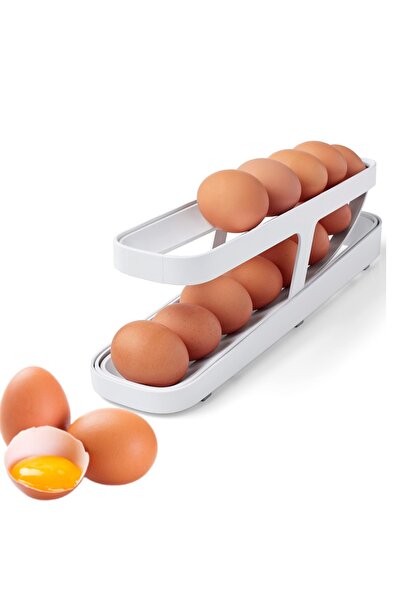BULLGA حامل بيض و حاوية تخزين البيض المتدحرجة تلقائيًا، موزع بيض من طبقتين، م...