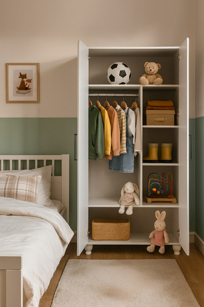 arionkids Pera 2 Kapaklı MDF Dolap | %100 MDF | Panjur Kapaklı REHAU Kaplama Kapaklar | Ağaç Ayaklar