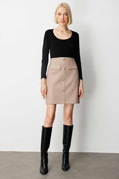 Ekol Süs Düğmeli Mini Kaşe Etek