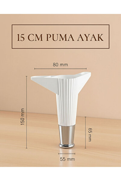 İMT AKSESUAR Puma 15 cm 4 buc. Mobilier alb-cromat Canapea Unitate TV Kosol Dulap Noptieră Picior