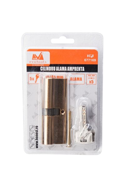 Evotools ETS Brass Fingerprint Cylinder, 70mm, Offset, 30+40mm, Brass/Gold