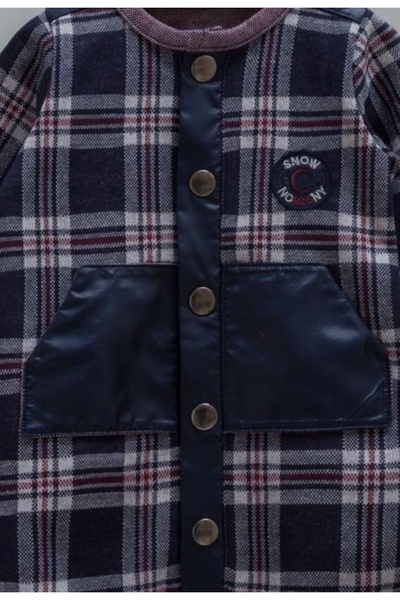 Caramell Baby Boy Plaid Patterned Booties Romper 100% Cotton (1-12 Months) Autumn / Winter