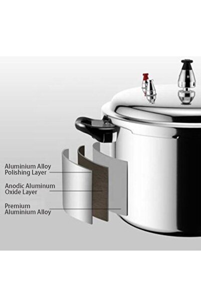 Generic Shopi Pressure Cooker, Aluminium + Stainless Steel Body with Strong Lid & Dual Handles for Cooking