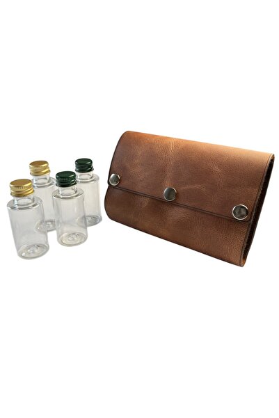 EreborGoods طقم علب توابل مكون من 4 قطع في حقيبة يد جلدية