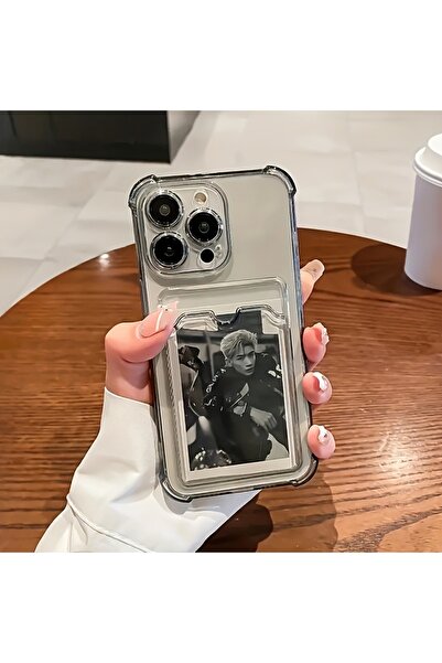 HYPERSOFT Iphone 13 Pro (6.1 inç) Uyumlu Şeffaf Kartlıklı Silikon Kılıf