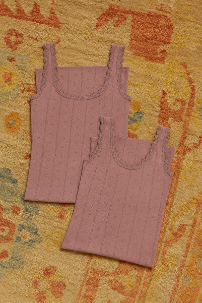 Alissa Women's 100% Cotton Jacquard Soft Fabric Thick Strap 2-Piece Tank Top Wi̇3K13Lk5E.2L