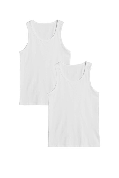 Alissa 100% Cotton 2-Pack Classic White Men's Tank Tops W.U.O1.K.0K.A3.K.0O.T.A2