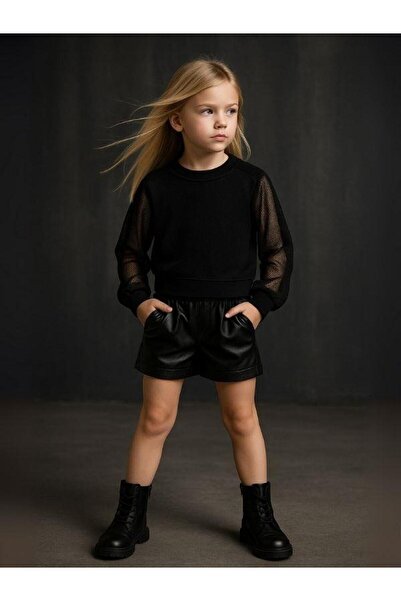 Zekids Girl's 2-Piece Underwear Bodysuit Mesh Blouse Set