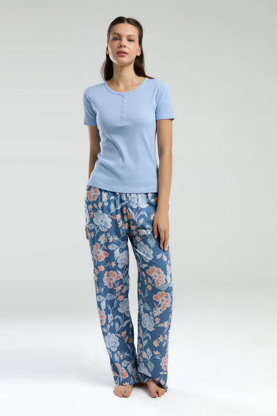 Alissa Women's Top Camisole Bottom Woven Fabric Floral Detailed Pajama Set W4.A3.K1.R1K