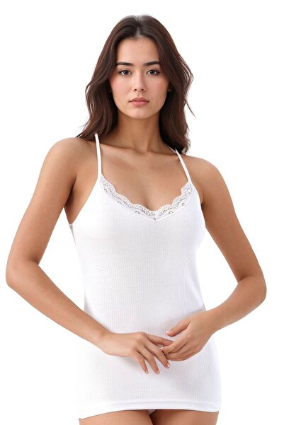 Alissa Women's Cotton Lycra Lace Rope Strap Combed Cotton 6-Piece Undershirt W6K4K2T1Ka