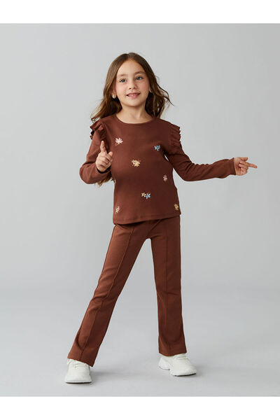 LC Waikiki Brown Flared Girls' Leggings Pants