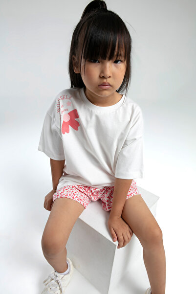 Alissa Girl's White 100% Cotton Bermuda Suit