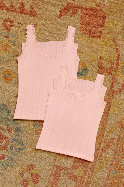 Alissa Women's 100% Cotton Jacquard Soft Fabric Thick Strap 2-Piece Tank Top