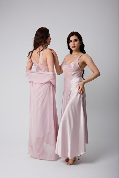 Viselya Set de dantelă piese pentru femei, cămașă de noapte lungă și halat, c...