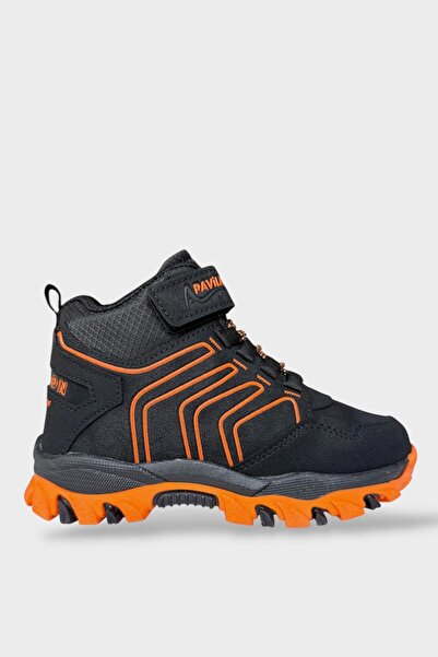 Liger Children's Velcro Lace Detailed Water and Cold Proof Boots Black - Orange