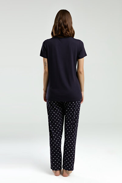 Alissa Women's Crew Neck Short Sleeve T-Shirt Lycra Bottom Pajama Set W4.A3.K3.R5K