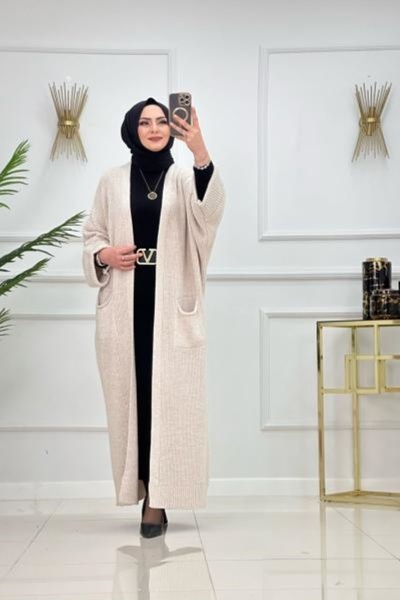 Enans Design Knitwear Fabric Plus Size Loose Fit Nilay Hijab Cardigan