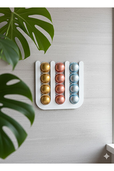 WELLCUT Nespresso Vertuo Beyaz Renk Kapsül Düzenleyici – Mıknatıslı 12’li Kahve Kapsül Standı (24x24 cm)