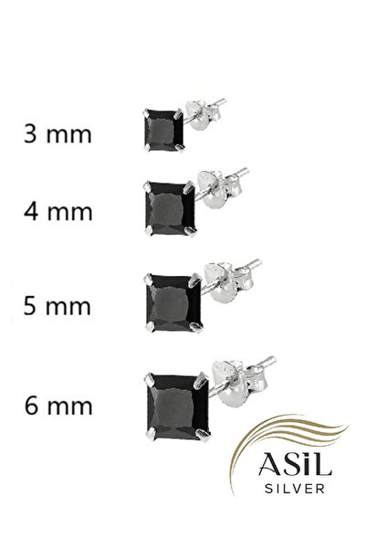 ASİL SİLVER ONLİNE 925 Ayar Gümüş 4 Adet (çift değildir !) 3-4-5-6 mm Siyah K...