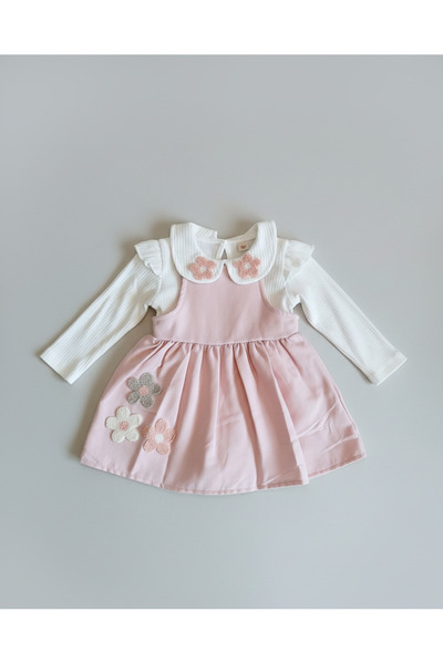 Lumia Baby Papatya Nakışlı Bebek Yaka Süzene Elbise